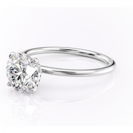 Inel de logodnă Lux din aur Alb 14kt cu moissanite tăietură rotundă – Solitar rafinată pentru profil înalt | Personalizează și configurează gratuit online [6]