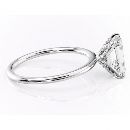 Inel de logodnă Lux din aur Alb 14kt cu moissanite tăietură smarald – Solitar rafinată pentru profil înalt | Personalizează și configurează gratuit online [1]