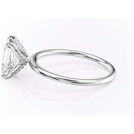 Inel de logodnă Lux din aur Alb 14kt cu moissanite tăietură smarald – Solitar rafinată pentru profil înalt | Personalizează și configurează gratuit online [5]