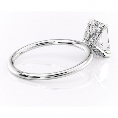 Inel de logodnă Lux din aur Alb 14kt cu moissanite tăietură smarald – Solitar rafinată pentru profil înalt | Personalizează și configurează gratuit online [2]