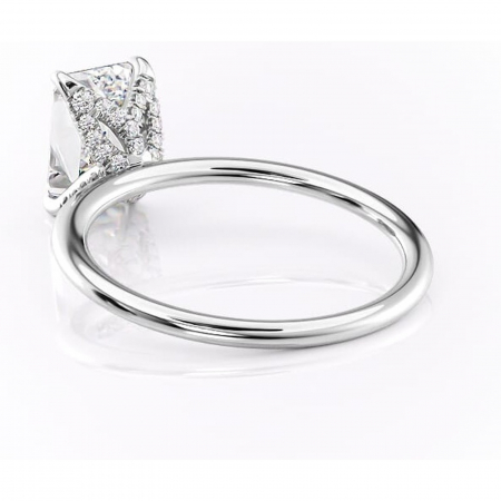 Inel de logodnă Lux din aur Alb 14kt cu moissanite tăietură smarald – Solitar rafinată pentru profil înalt | Personalizează și configurează gratuit online [3]