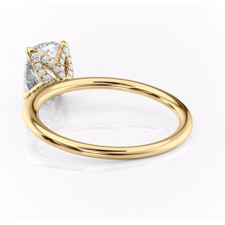 Inel de logodnă Lux din aur Galben 14kt cu moissanite tăietură pernă – Solitar rafinată pentru profil înalt | Personalizează și configurează gratuit online [3]