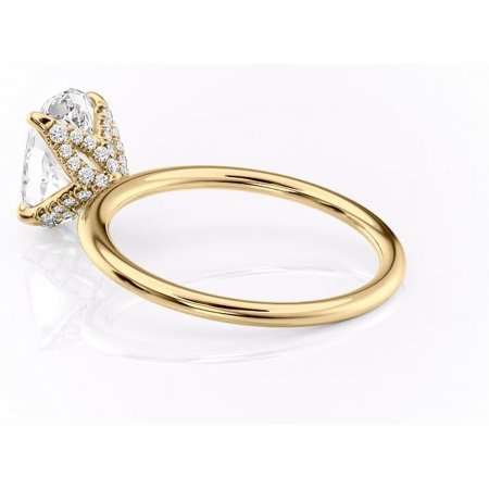 Inel de logodnă Lux din aur Galben 14kt cu moissanite tăietură ovală – Solitar rafinată pentru profil înalt | Personalizează și configurează gratuit online [4]