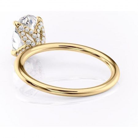 Inel de logodnă Lux din aur Galben 14kt cu moissanite tăietură ovală – Solitar rafinată pentru profil înalt | Personalizează și configurează gratuit online [3]