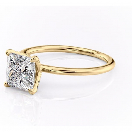 Inel de logodnă Lux din aur Galben 14kt cu moissanite tăietură princess – Solitar rafinată pentru profil înalt | Personalizează și configurează gratuit online [6]