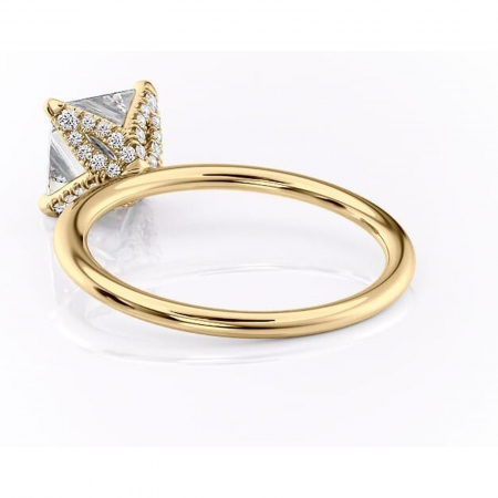 Inel de logodnă Lux din aur Galben 14kt cu moissanite tăietură princess – Solitar rafinată pentru profil înalt | Personalizează și configurează gratuit online [3]