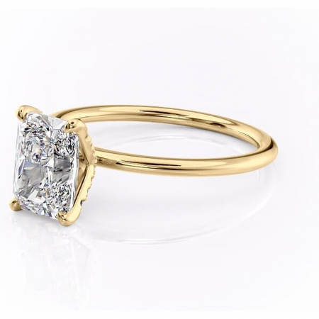 Inel de logodnă Lux din aur Galben 18kt cu moissanite tăietură radiantă – Solitar rafinată pentru profil înalt | Personalizează și configurează gratuit online [6]