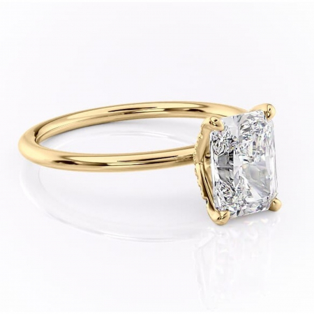 18K - Inel de logodnă Lux din aur Galben 18kt cu moissanite tăietură radiantă – Solitar rafinată pentru profil înalt | Personalizează și configurează gratuit online