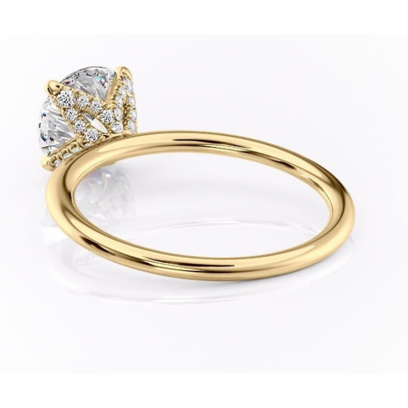 Inel de logodnă Lux din aur Galben 14kt cu moissanite tăietură rotundă – Solitar rafinată pentru profil înalt | Personalizează și configurează gratuit online [3]