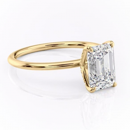 Smarald - Inel de logodnă Lux din aur Galben 18kt cu moissanite tăietură smarald – Solitar rafinată pentru profil înalt | Personalizează și configurează gratuit online