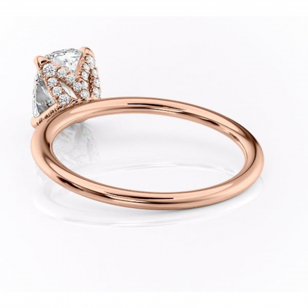 Inel de logodnă Lux din aur Rose 14kt cu moissanite tăietură pernă – Solitar rafinată pentru profil înalt | Personalizează și configurează gratuit online [3]