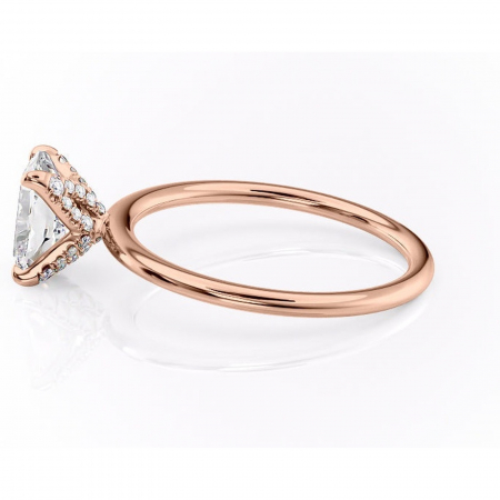Inel de logodnă Lux din aur Rose 14kt cu moissanite tăietură pernă – Solitar rafinată pentru profil înalt | Personalizează și configurează gratuit online [5]