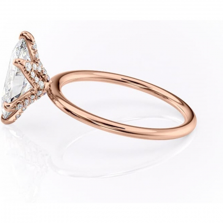 Inel de logodnă Lux din aur Rose 14kt cu moissanite tăietură marquise – Solitar rafinată pentru profil înalt | Personalizează și configurează gratuit online [5]
