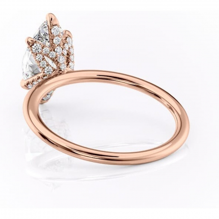 Inel de logodnă Lux din aur Rose 14kt cu moissanite tăietură marquise – Solitar rafinată pentru profil înalt | Personalizează și configurează gratuit online [3]