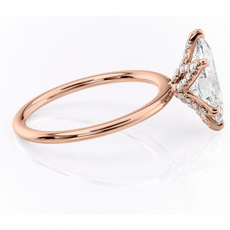 Inel de logodnă Lux din aur Rose 14kt cu moissanite tăietură marquise – Solitar rafinată pentru profil înalt | Personalizează și configurează gratuit online [1]