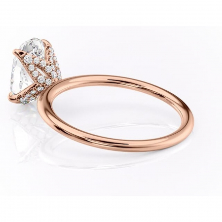 Inel de logodnă Lux din aur Rose 14kt cu moissanite tăietură ovală – Solitar rafinată pentru profil înalt | Personalizează și configurează gratuit online [4]
