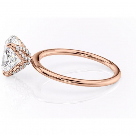 Inel de logodnă Lux din aur Rose 14kt cu moissanite tăietură ovală – Solitar rafinată pentru profil înalt | Personalizează și configurează gratuit online [5]