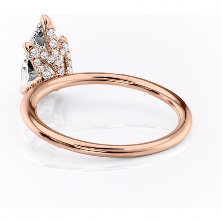 Inel de logodnă Lux din aur Rose 18kt cu moissanite tăietură pară – Solitar rafinată pentru profil înalt | Personalizează și configurează gratuit online [3]