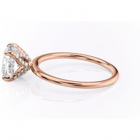 Inel de logodnă Lux din aur Rose 18kt cu moissanite tăietură pernă – Solitar rafinată pentru profil înalt | Personalizează și configurează gratuit online [5]