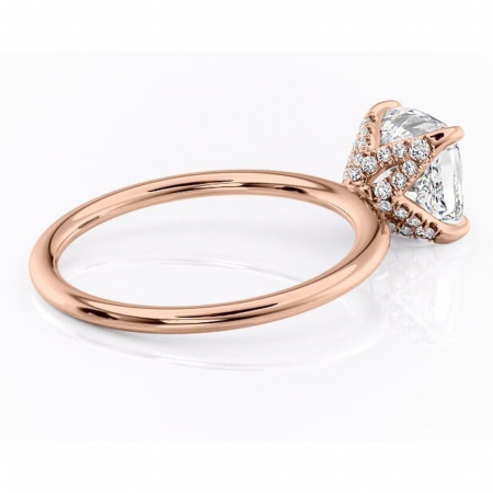 Inel de logodnă Lux din aur Rose 18kt cu moissanite tăietură pernă – Solitar rafinată pentru profil înalt | Personalizează și configurează gratuit online [2]