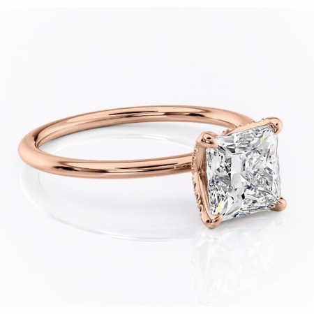 Princess - Inel de logodnă Lux din aur Rose 18kt cu moissanite tăietură princess – Solitar rafinată pentru profil înalt | Personalizează și configurează gratuit online