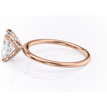 Inel de logodnă Lux din aur Rose 18kt cu moissanite tăietură radiantă – Solitar rafinată pentru profil înalt | Personalizează și configurează gratuit online [5]