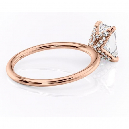 Inel de logodnă Lux din aur Rose 18kt cu moissanite tăietură radiantă – Solitar rafinată pentru profil înalt | Personalizează și configurează gratuit online [2]