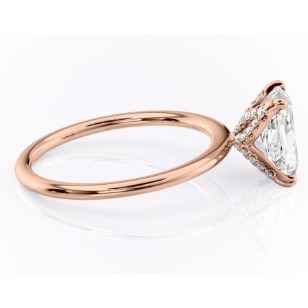 Inel de logodnă Lux din aur Rose 18kt cu moissanite tăietură radiantă – Solitar rafinată pentru profil înalt | Personalizează și configurează gratuit online [1]