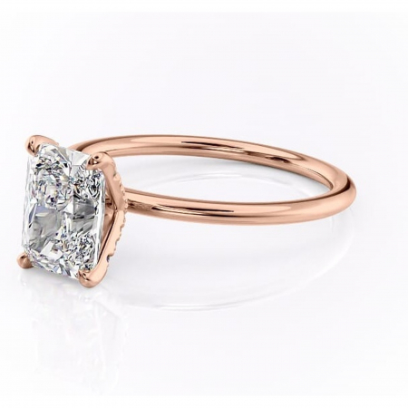 Inel de logodnă Lux din aur Rose 18kt cu moissanite tăietură radiantă – Solitar rafinată pentru profil înalt | Personalizează și configurează gratuit online [6]