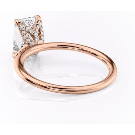Inel de logodnă Lux din aur Rose 14kt cu moissanite tăietură smarald – Solitar rafinată pentru profil înalt | Personalizează și configurează gratuit online [3]