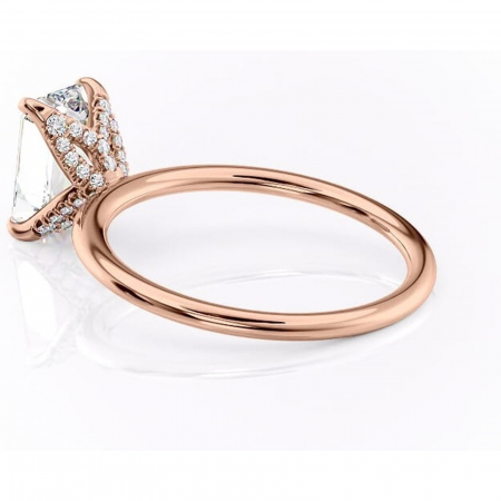 Inel de logodnă Lux din aur Rose 14kt cu moissanite tăietură smarald – Solitar rafinată pentru profil înalt | Personalizează și configurează gratuit online [4]