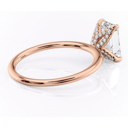 Inel de logodnă Lux din aur Rose 14kt cu moissanite tăietură smarald – Solitar rafinată pentru profil înalt | Personalizează și configurează gratuit online [2]