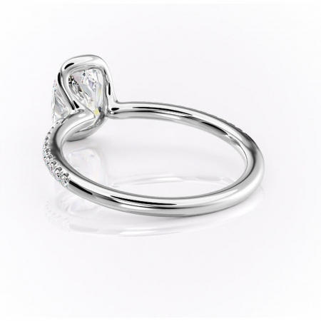 Inel de logodnă Maelis din aur Alb 14kt cu moissanite tăietură pernă – Montură închisă rafinată pentru profil mediu | Personalizează și configurează gratuit online [3]