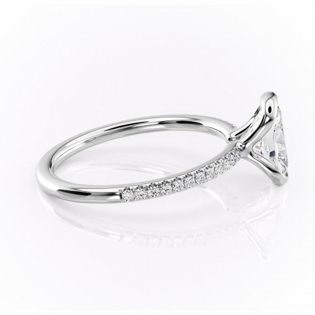 Inel de logodnă Maelis din aur Alb 14kt cu moissanite tăietură pernă – Montură închisă rafinată pentru profil mediu | Personalizează și configurează gratuit online [1]