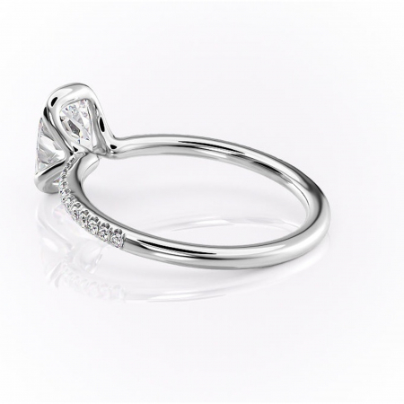 Inel de logodnă Maelis din aur Alb 14kt cu moissanite tăietură pernă – Montură închisă rafinată pentru profil mediu | Personalizează și configurează gratuit online [4]