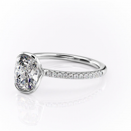 Inel de logodnă Maelis din aur Alb 14kt cu moissanite tăietură pernă – Montură închisă rafinată pentru profil mediu | Personalizează și configurează gratuit online [6]