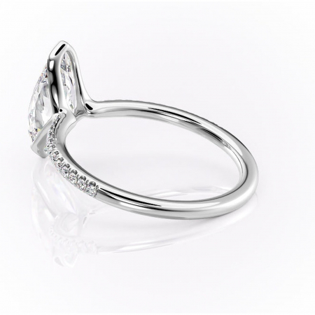 Inel de logodnă Maelis din aur Alb 14kt cu moissanite tăietură marquise – Montură închisă rafinată pentru profil mediu | Personalizează și configurează gratuit online [4]