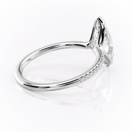 Inel de logodnă Maelis din aur Alb 14kt cu moissanite tăietură marquise – Montură închisă rafinată pentru profil mediu | Personalizează și configurează gratuit online [2]