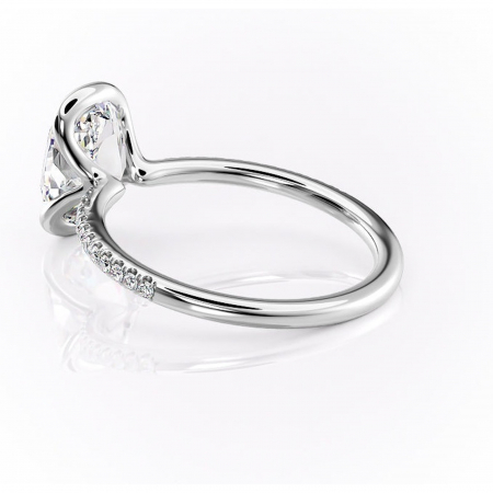 Inel de logodnă Maelis din aur Alb 14kt cu moissanite tăietură ovală – Montură închisă rafinată pentru profil mediu | Personalizează și configurează gratuit online [4]