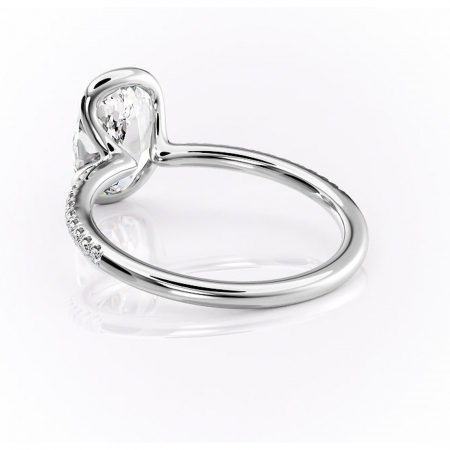 Inel de logodnă Maelis din aur Alb 14kt cu moissanite tăietură ovală – Montură închisă rafinată pentru profil mediu | Personalizează și configurează gratuit online [3]
