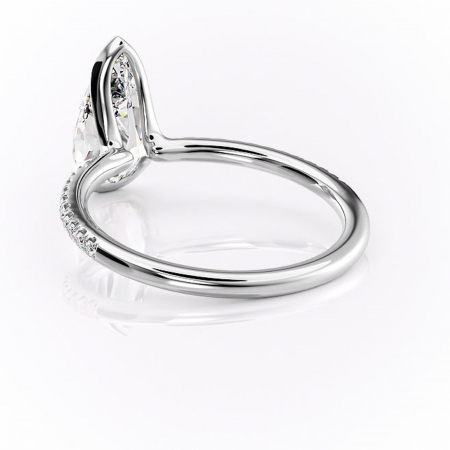 Inel de logodnă Maelis din aur Alb 14kt cu moissanite tăietură pară – Montură închisă rafinată pentru profil mediu | Personalizează și configurează gratuit online [3]