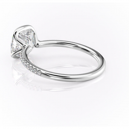 Inel de logodnă Maelis din aur Alb 14kt cu moissanite tăietură pernă – Montură închisă rafinată pentru profil mediu | Personalizează și configurează gratuit online [4]