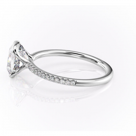 Inel de logodnă Maelis din aur Alb 14kt cu moissanite tăietură pernă – Montură închisă rafinată pentru profil mediu | Personalizează și configurează gratuit online [5]