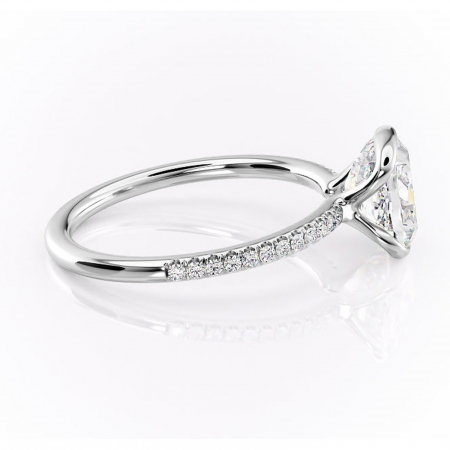 Inel de logodnă Maelis din aur Alb 14kt cu moissanite tăietură pernă – Montură închisă rafinată pentru profil mediu | Personalizează și configurează gratuit online [1]