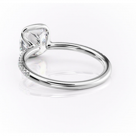 Inel de logodnă Maelis din aur Alb 14kt cu moissanite tăietură pernă – Montură închisă rafinată pentru profil mediu | Personalizează și configurează gratuit online [3]