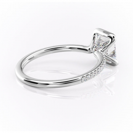 Inel de logodnă Maelis din aur Alb 14kt cu moissanite tăietură princess – Montură închisă rafinată pentru profil mediu | Personalizează și configurează gratuit online [2]