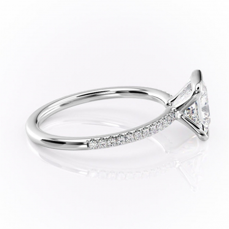Inel de logodnă Maelis din aur Alb 14kt cu moissanite tăietură princess – Montură închisă rafinată pentru profil mediu | Personalizează și configurează gratuit online [1]