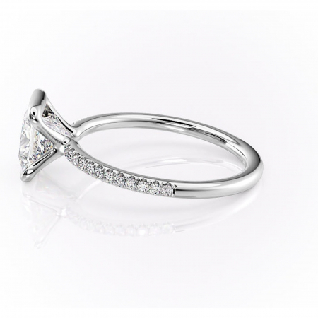 Inel de logodnă Maelis din aur Alb 14kt cu moissanite tăietură princess – Montură închisă rafinată pentru profil mediu | Personalizează și configurează gratuit online [5]