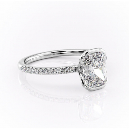 Radiantă - Inel de logodnă Maelis din aur Alb 14kt cu moissanite tăietură radiantă – Montură închisă rafinată pentru profil mediu | Personalizează și configurează gratuit online