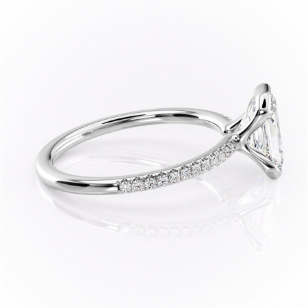 Inel de logodnă Maelis din aur Alb 14kt cu moissanite tăietură radiantă – Montură închisă rafinată pentru profil mediu | Personalizează și configurează gratuit online [1]